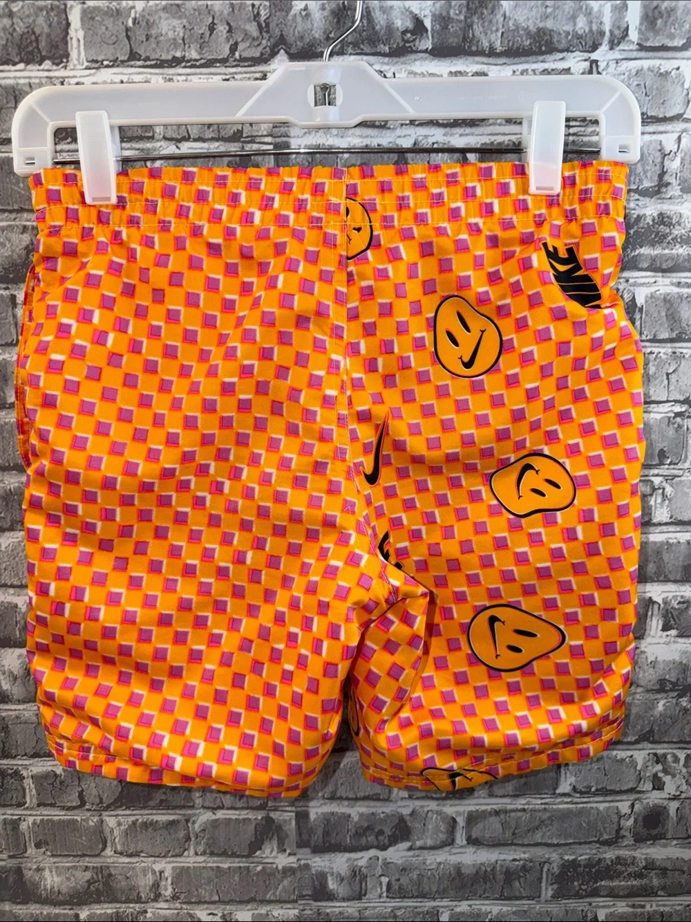 Nike Orange and Pink Smiley Checker‎ Swim Shorts